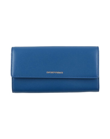 EMPORIO ARMANI Wallet Blue 100% Cow leather, Polyurethane coated