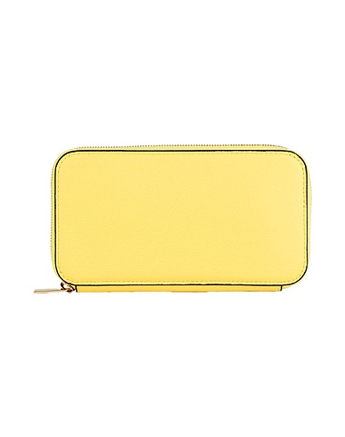 VALEXTRA Wallet Yellow 100% Leather