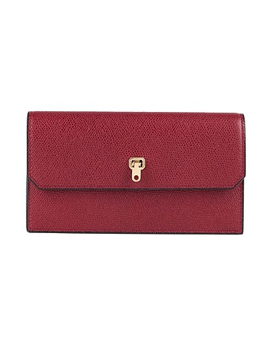 VALEXTRA Wallet Burgundy 100% Calfskin