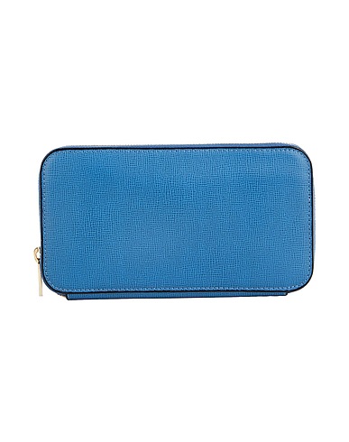 VALEXTRA Wallet Azure 100% Leather