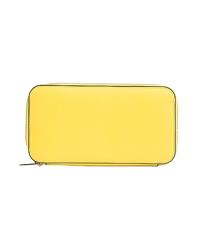 VALEXTRA Wallet Yellow 100% Leather