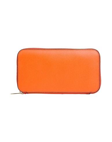 VALEXTRA Wallet Orange 100% Leather