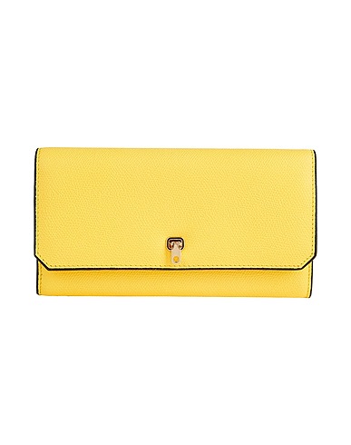 VALEXTRA Wallet Yellow 100% Calfskin