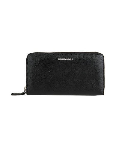 EMPORIO ARMANI Wallet Black 100% Cow leather, Polyurethane