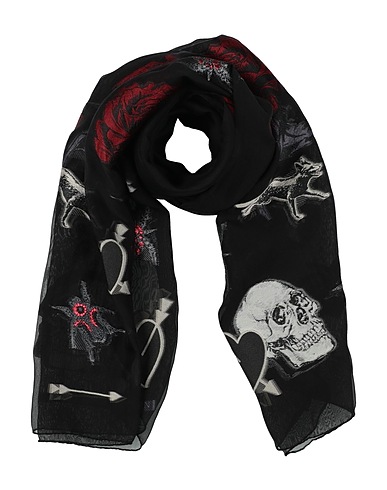 MCQUEEN Scarves and foulards Black 53% Silk, 43% Polyester, 3% Viscose, 1% Metallic fiber