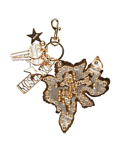 MOSCHINO Key ring COUTURE Gold Metal, Textile fibres