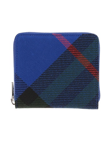 BURBERRY PRORSUM Wallet Bright blue 65% Polyester, 35% Cotton, Lambskin