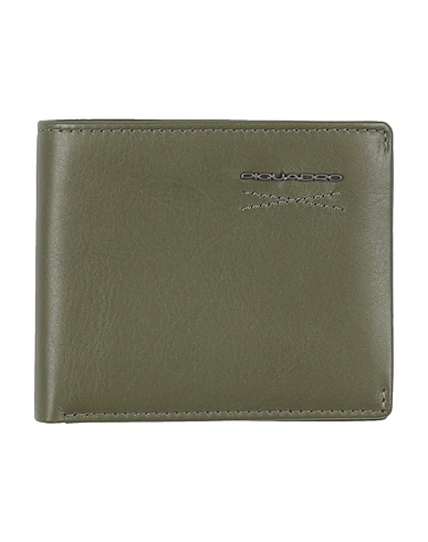 PIQUADRO Wallet Military green Cow leather, Metal