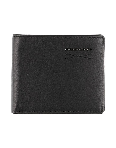 PIQUADRO Wallet Black Cow leather, Metal