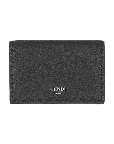FENDI Document holder Black Leather