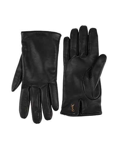 SAINT LAURENT Gloves Black Lambskin, Metal