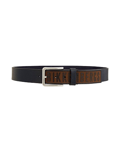 BIKKEMBERGS Leather belt Midnight blue 100% Calfskin