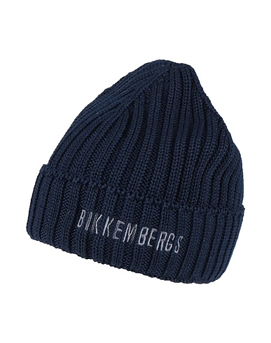 BIKKEMBERGS Hat Navy blue 50% Wool, 50% Acrylic