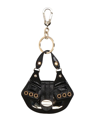 VERSACE Key ring Black Leather, Eelskin