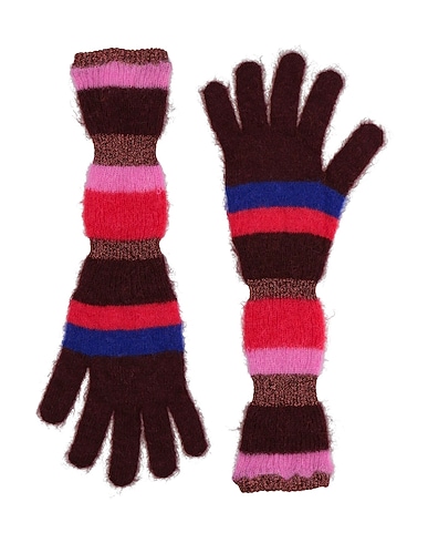 EXQUISITE J Gloves Burgundy 37% Wool, 32% Mohair wool, 26% Polyamide, 5% Lurex®