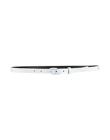 DIESEL Thin belt White 100% Cow leather, Zamak