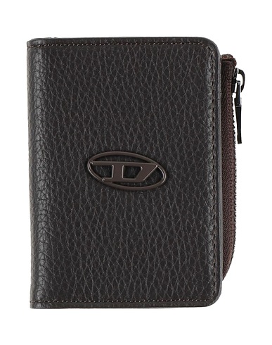 DIESEL Small Leather Goods Dark brown 100% Cow leather, Zamak