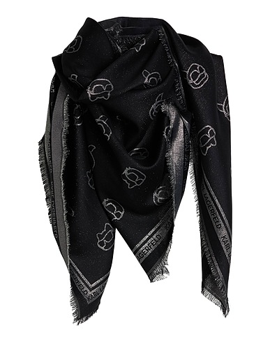 KARL LAGERFELD Scarves and foulards Black 54% Cotton, 30% Silk, 14% Nylon, 2% Metallic fiber