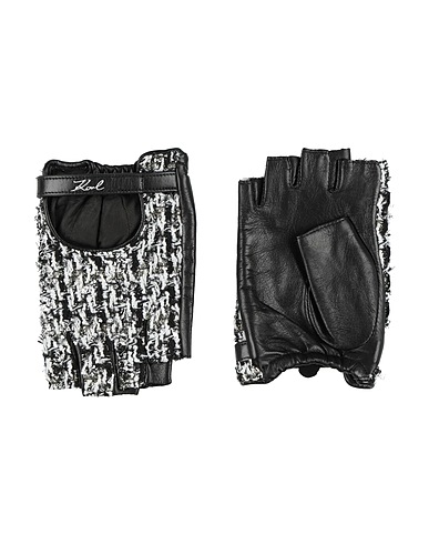 KARL LAGERFELD Handschuhe Schwarz 60% Ziegenleder, 21% Baumwolle, 11% Andere Fasern, 8% Acryl