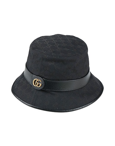 GUCCI Hat Black 68% Polyester, 16% Cotton, 16% Polyamide, Calfskin