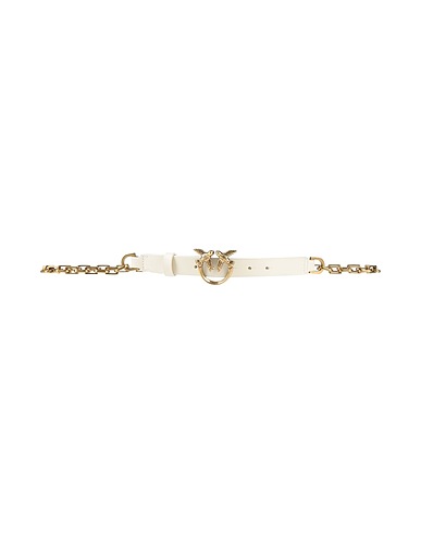 PINKO Thin belt White Calfskin, Metal