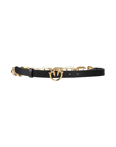 PINKO Thin belt Black Calfskin, Metal