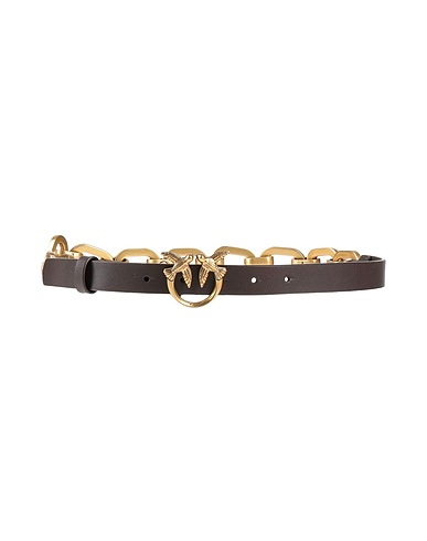 PINKO Thin belt Dark brown Calfskin, Metal
