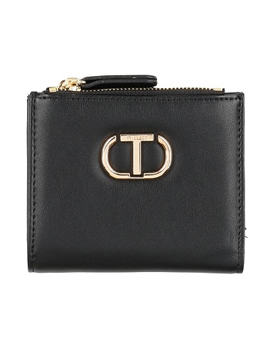 TWINSET Wallet Black 100% Polyester, Polyurethane