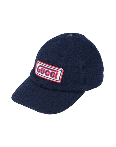 GUCCI Hat Navy 100% Wool, Calfskin