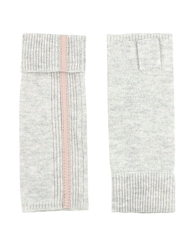 MAX & MOI Guanti Grigio chiaro 90% Lana Merino, 10% Cachemire, Pelle di agnello