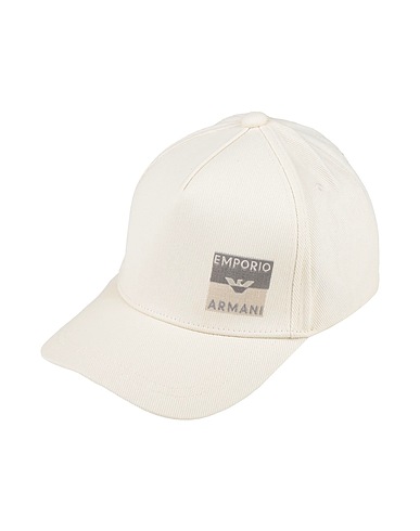 EMPORIO ARMANI Hat Off white 89% Cotton, 11% Viscose