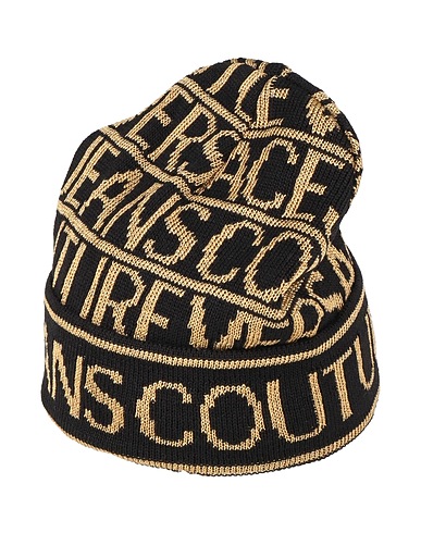 VERSACE JEANS COUTURE Hat Black 50% Wool, 25% Acrylic, 15% Viscose, 7% Polyamide, 3% Metallic fiber