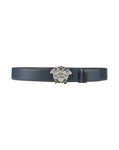 VERSACE Leather belt Navy blue Leather