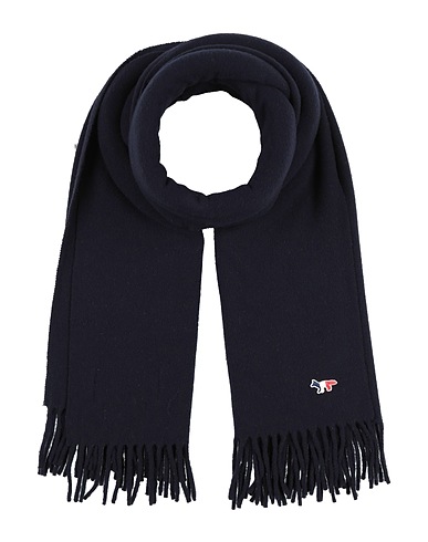 MAISON KITSUNÉ Scarves and foulards Navy blue 100% Virgin Wool