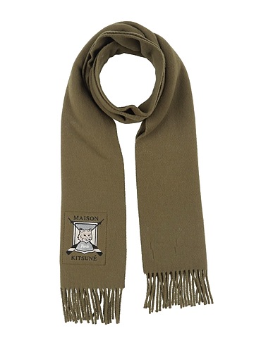 MAISON KITSUNÉ Scarves and foulards Military green 100% Virgin Wool