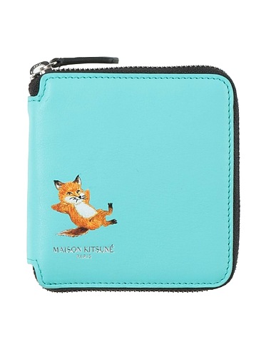 MAISON KITSUNÉ Wallet Turquoise 100% Cow leather