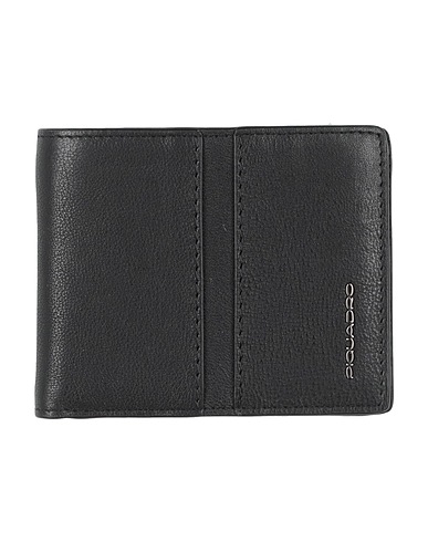 PIQUADRO Wallet Black Cow leather, Metal
