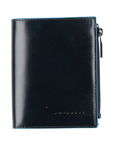 PIQUADRO Wallet Midnight blue Cow leather, Metal