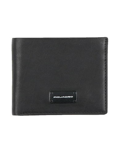 PIQUADRO Wallet Black Cow leather, Metal