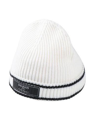 BALMAIN Hat Ivory 100% Virgin Wool, Polyester