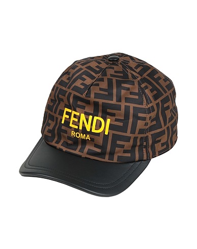 FENDI Hat Brown Leather, Polyamide