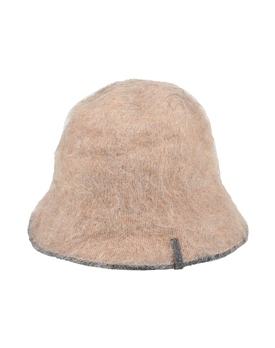 BRUNELLO CUCINELLI Hat Sand 46% Polyamide, 45% Mohair wool, 9% Wool, Brass