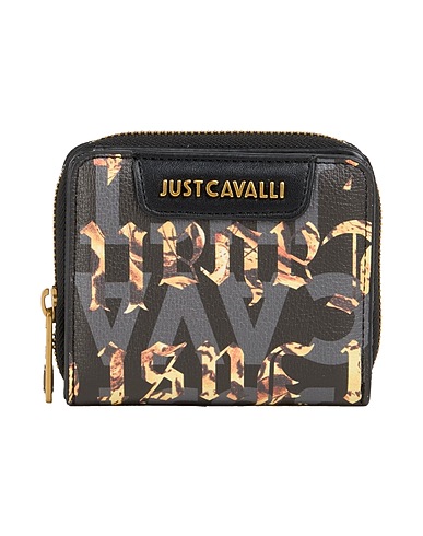 JUST CAVALLI Wallet Black 100% Polyester, Polyurethane resin