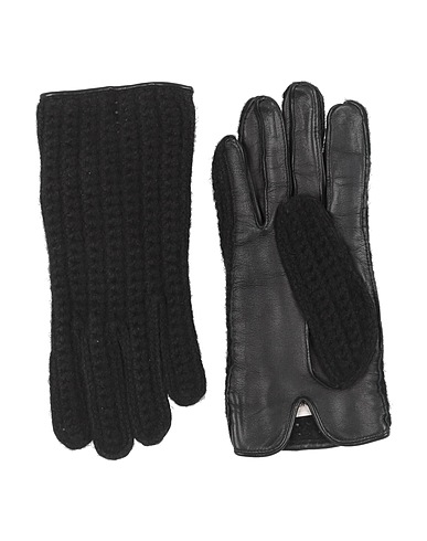 AGNONA Gloves Black 100% Cashmere, Lambskin, Metal