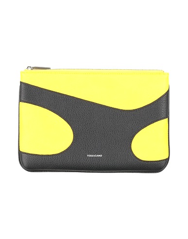 FERRAGAMO Pouch Yellow Calf hair