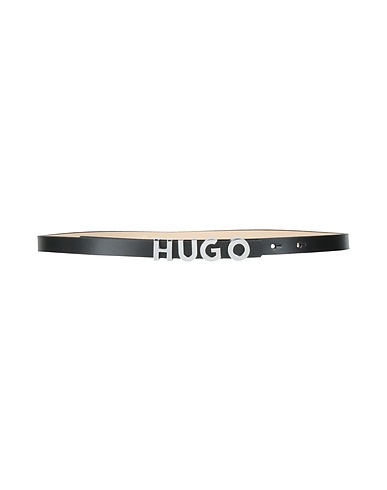 HUGO Thin belt Black 100% Cow leather