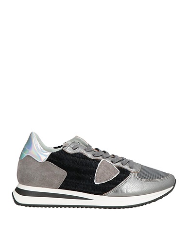 PHILIPPE MODEL Sneakers Silver Leather, Textile fibers