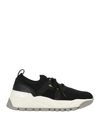 SANTONI Sneakers Black Textile fibres, Leather