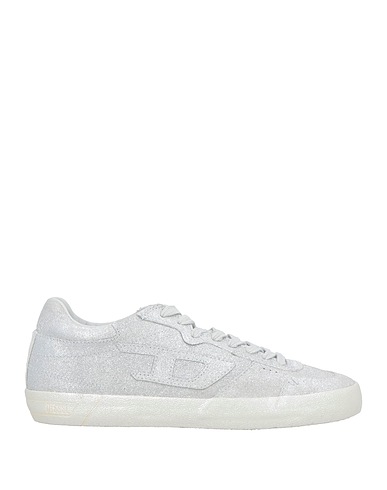 DIESEL Sneakers Silver Cow leather, Polyester, Elastane
