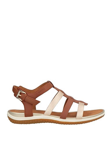GEOX Sandali Marrone Pelle, Fibre tessili